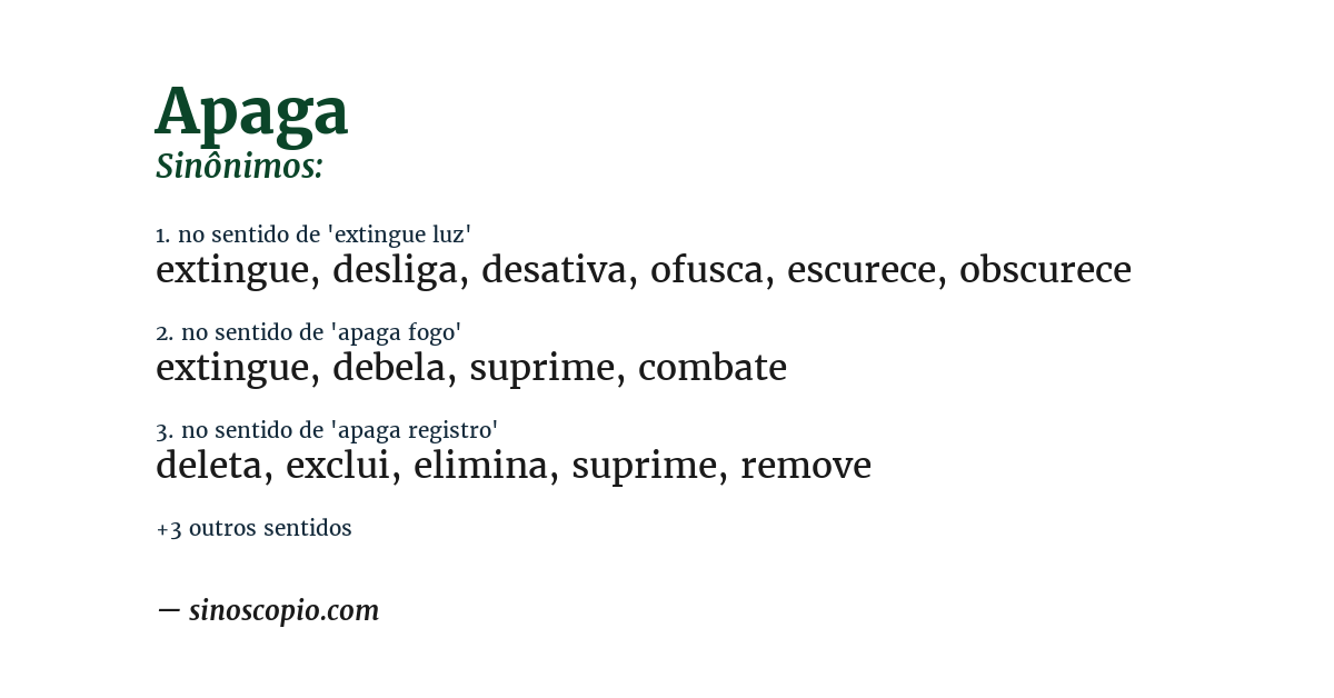 Sinônimo de apaga