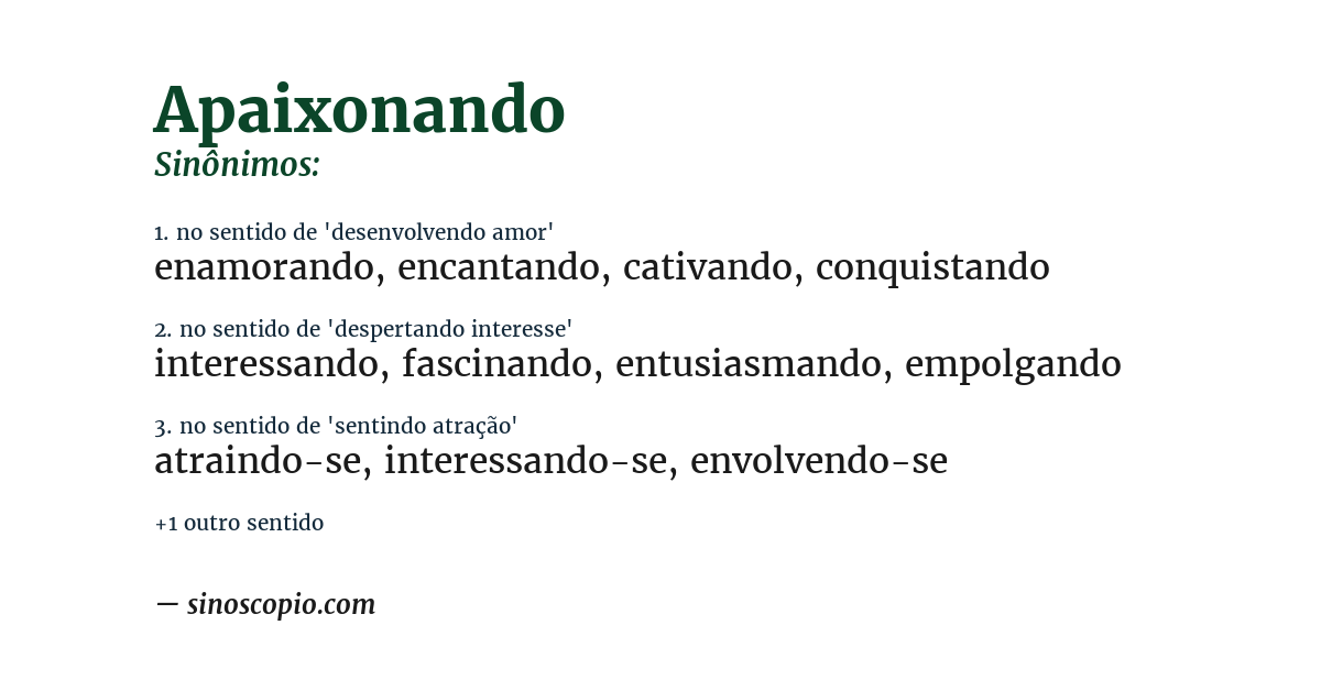 Sinônimo de apaixonando