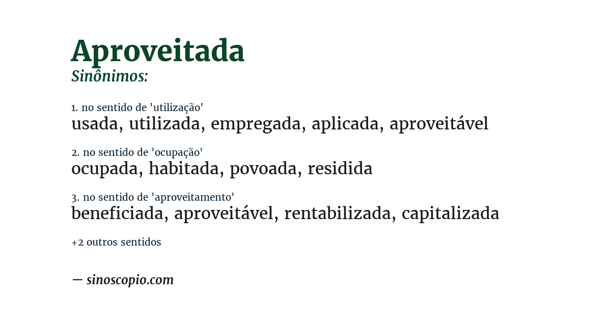 Sinônimo de aproveitada
