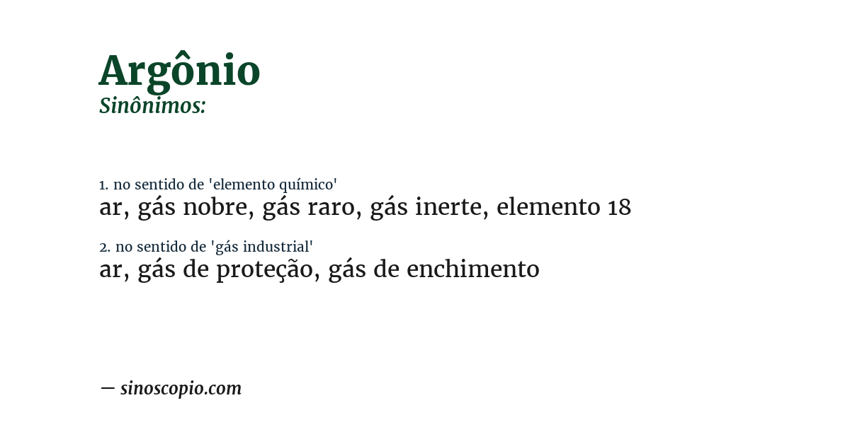 Sinônimo de argônio