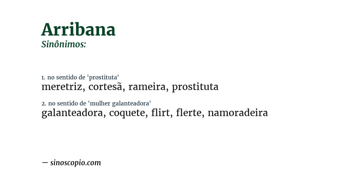 Sinônimo de arribana