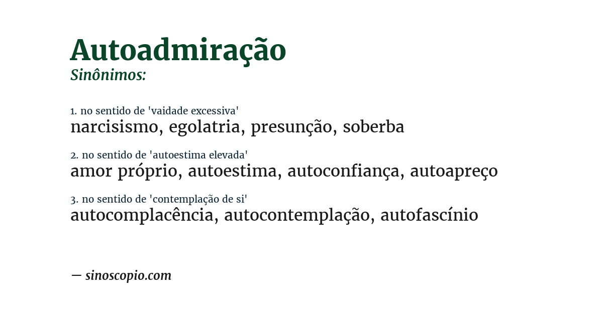 Sinônimo de autoadmiração