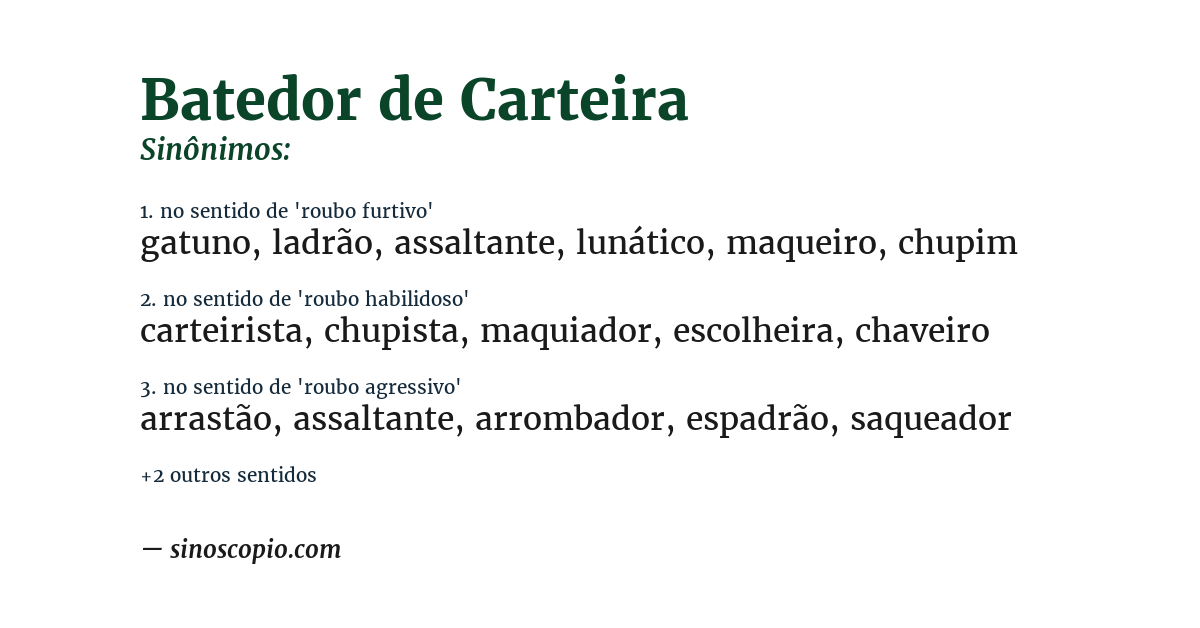 Sinônimo de batedor de carteira