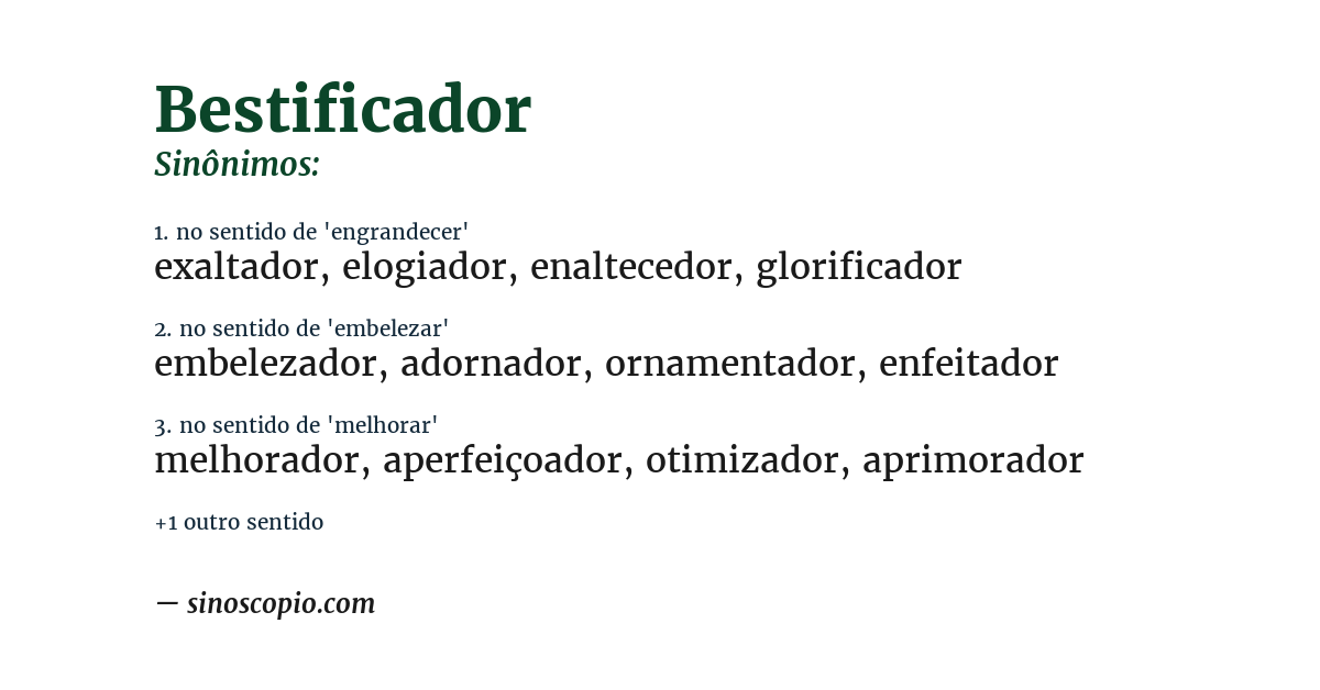 Sinônimo de bestificador