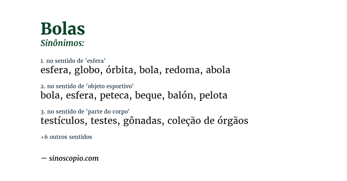 Sinônimo de bolas