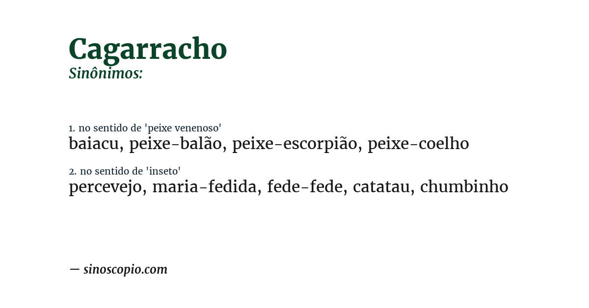 Sinônimo de cagarracho