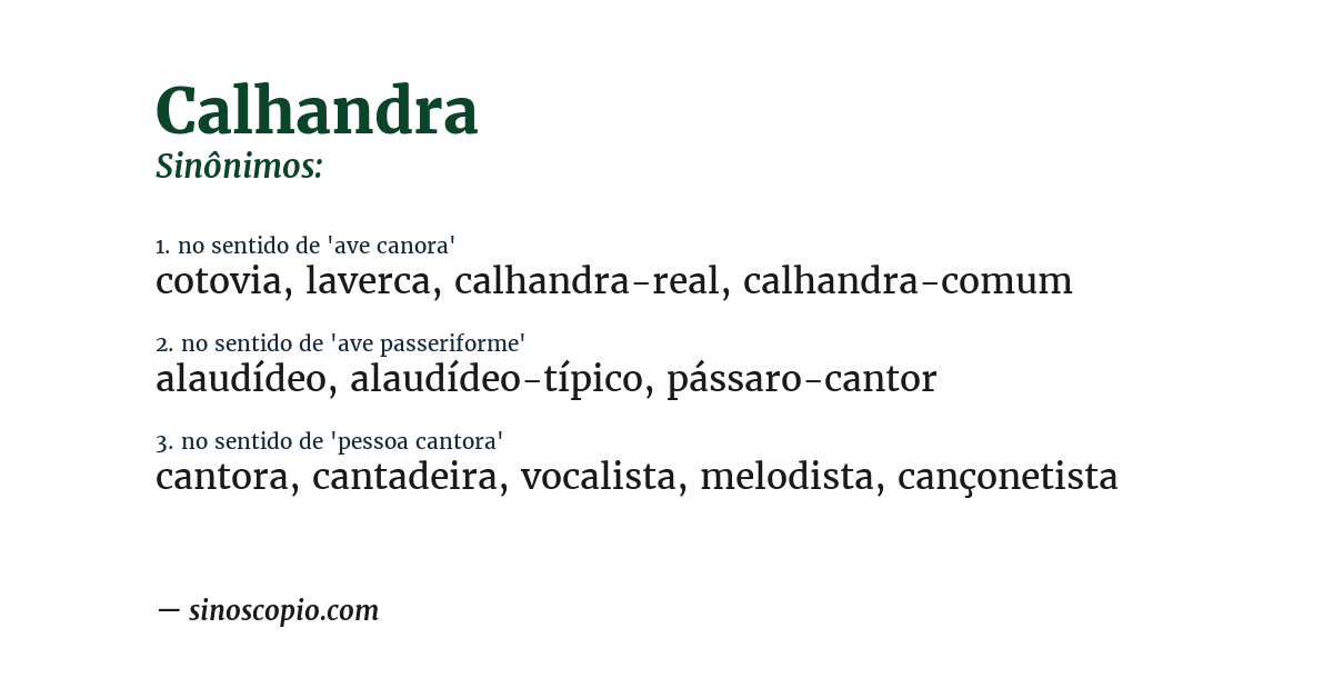 Sinônimo de calhandra