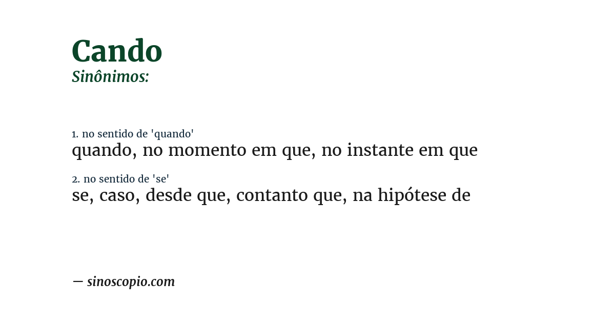 Sinônimo de cando