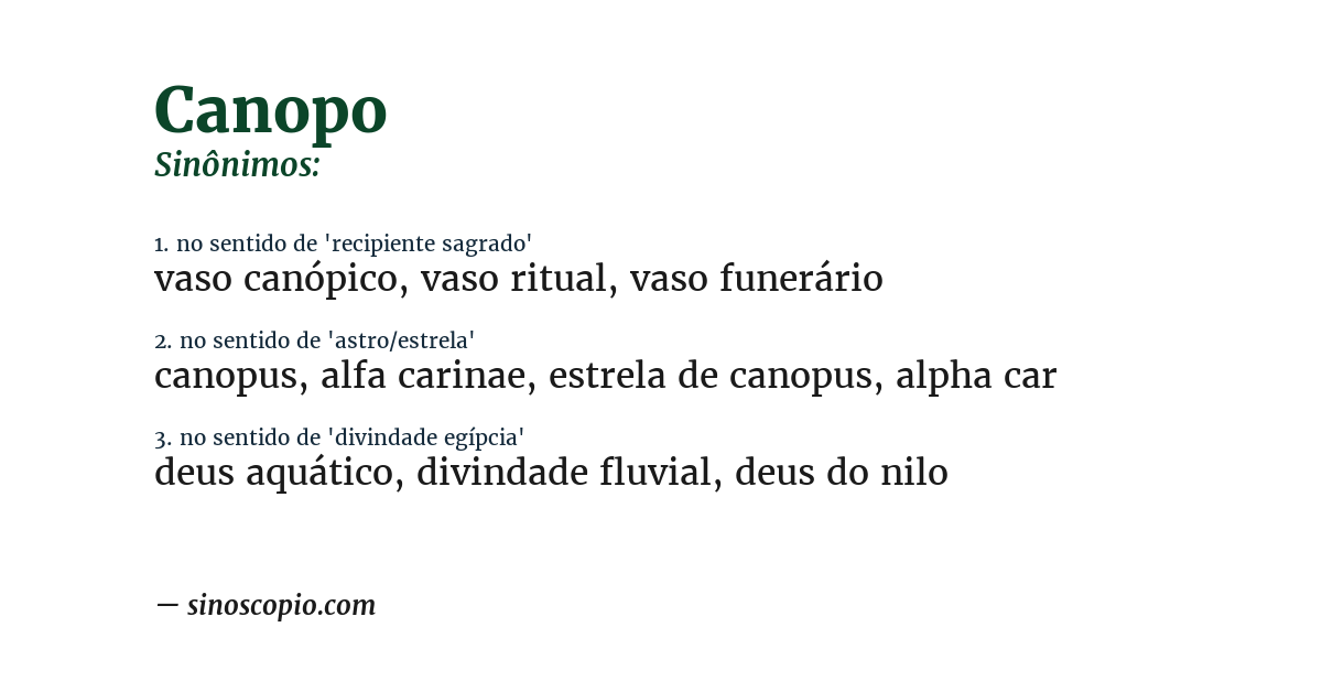 Sinônimo de canopo