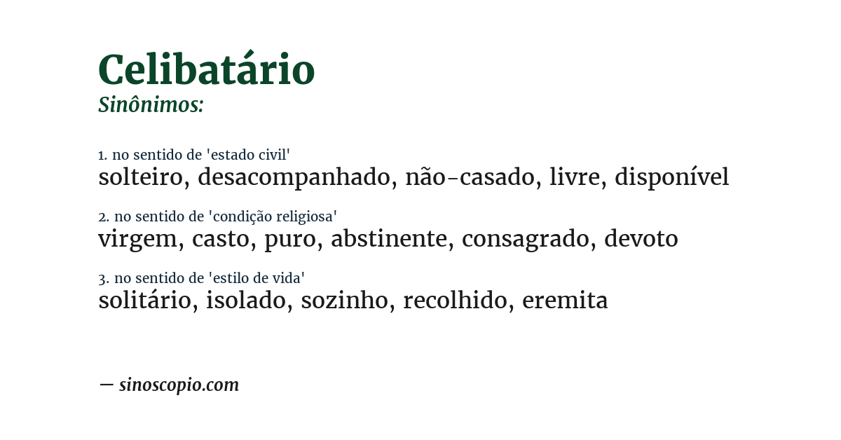 Sinônimo de celibatário