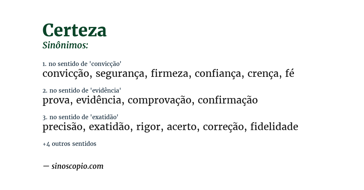 Sinônimo de certeza