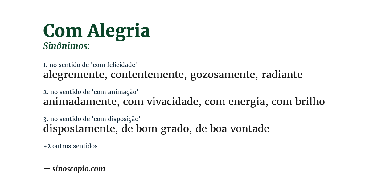 Sinônimo de com alegria