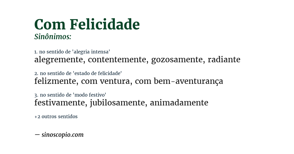 Sinônimo de com felicidade