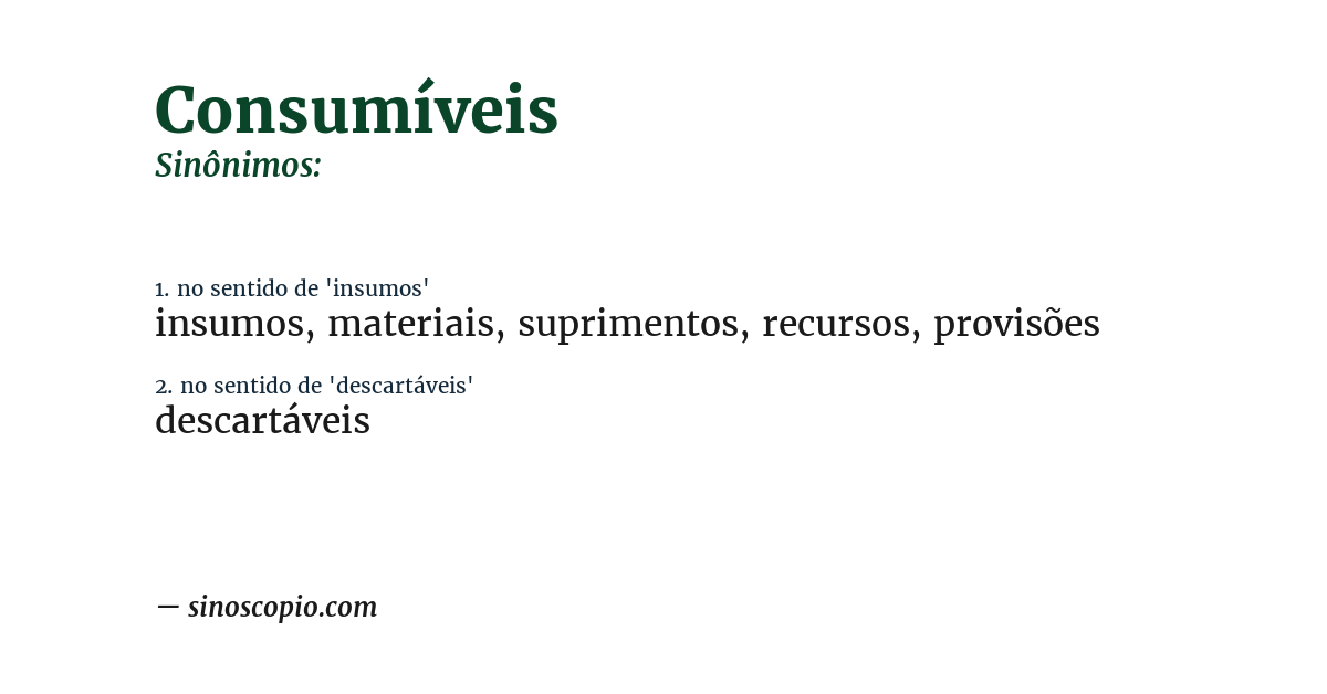Sinônimo de consumíveis