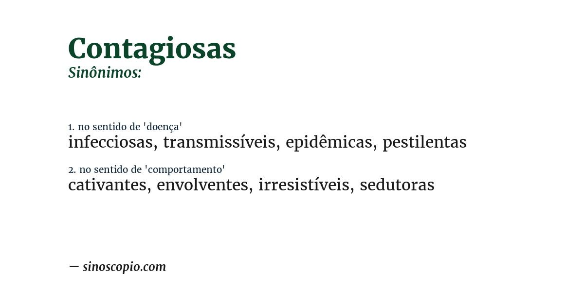 Sinônimo de contagiosas