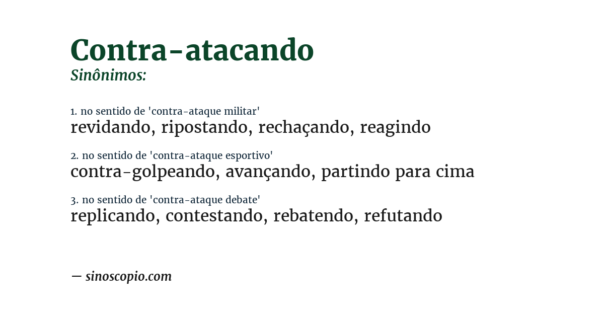 Sinônimo de contra-atacando