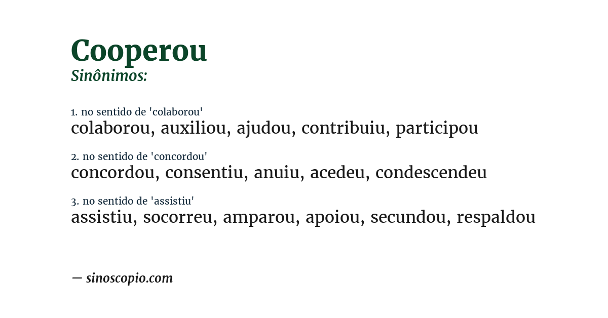Sinônimo de cooperou
