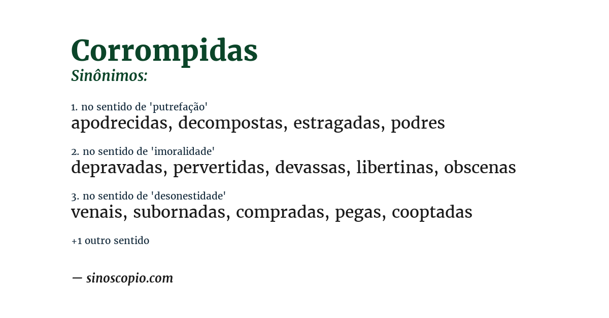 Sinônimo de corrompidas