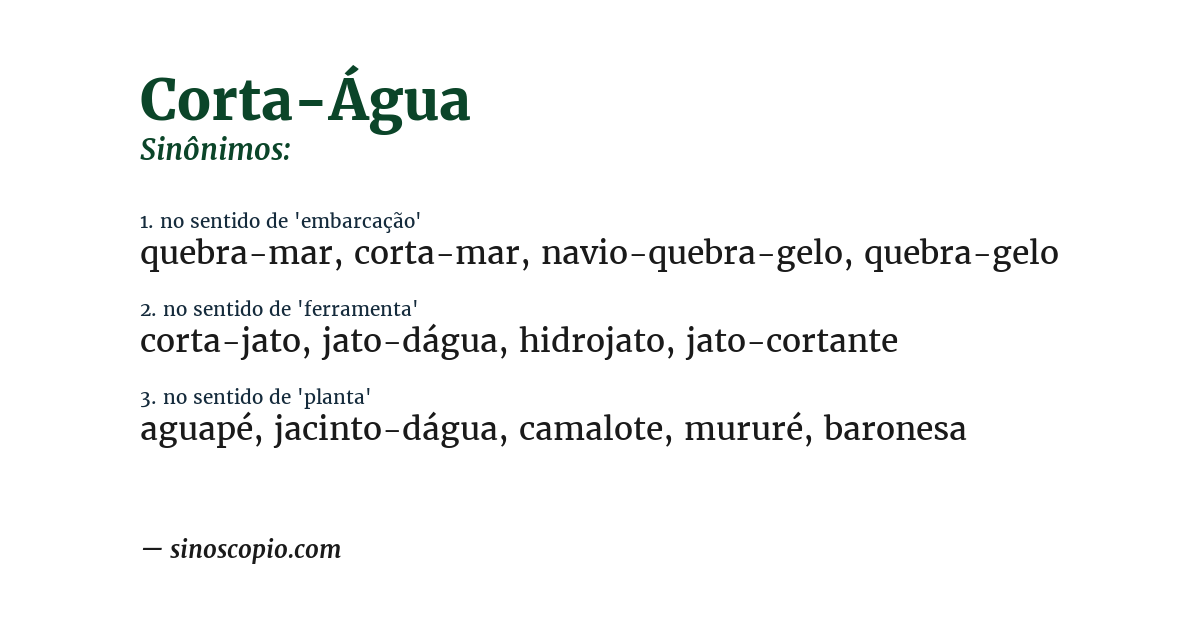 Sinônimo de corta-água