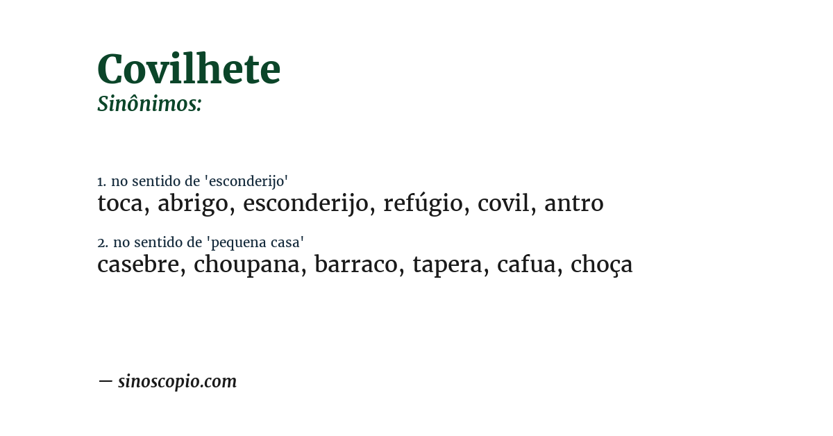 Sinônimo de covilhete