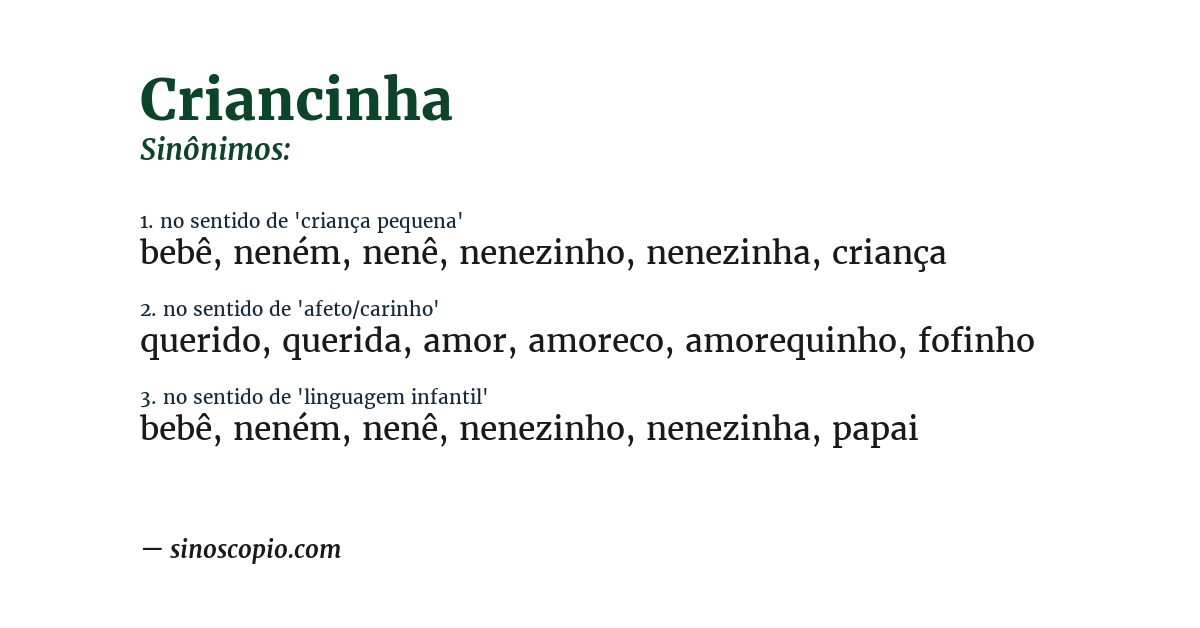 Sinônimo de criancinha