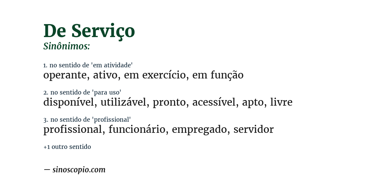 Sinônimo de de serviço