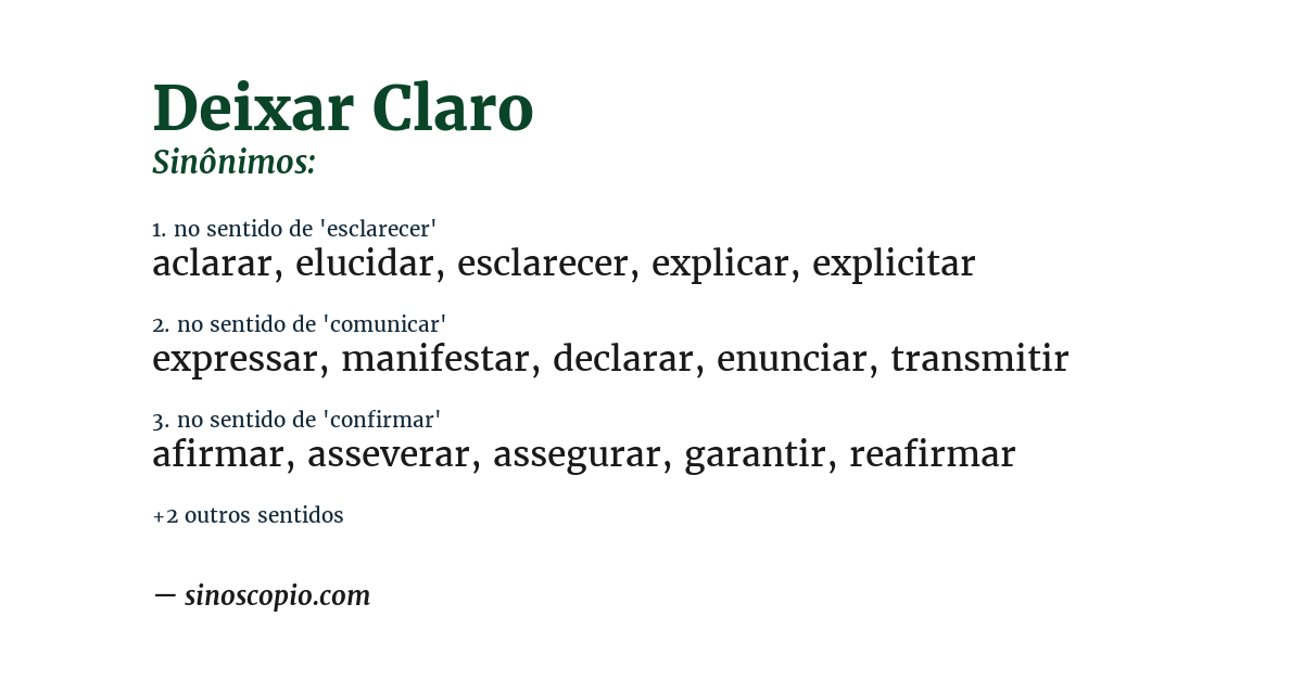 Sinônimo de deixar claro
