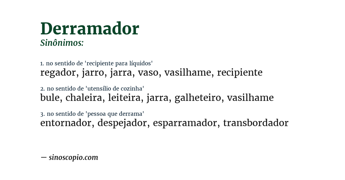 Sinônimo de derramador