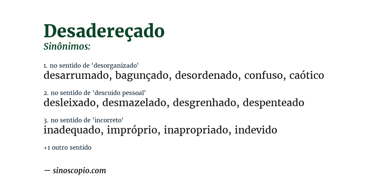 Sinônimo de desadereçado