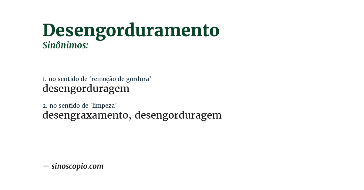 Sinônimo de desengorduramento