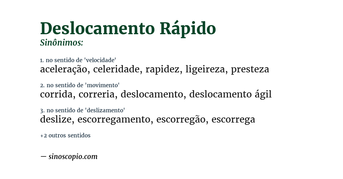 Sinônimo de deslocamento rápido