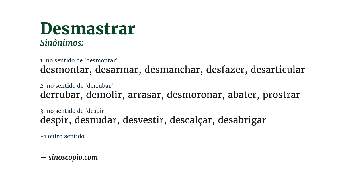 Sinônimo de desmastrar