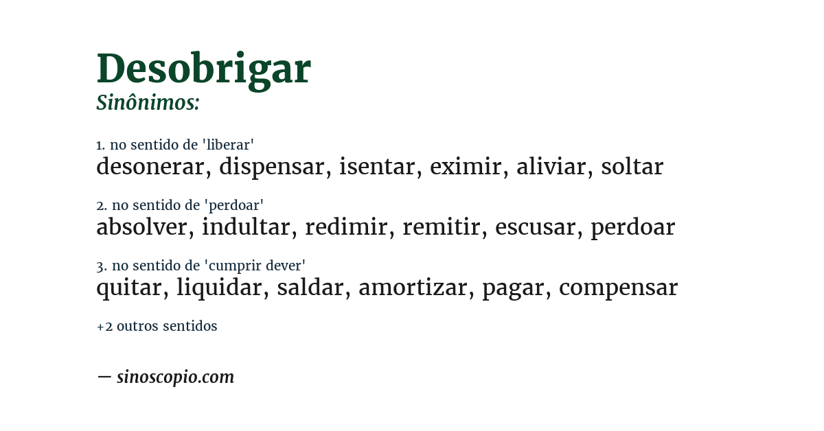 Sinônimo de desobrigar