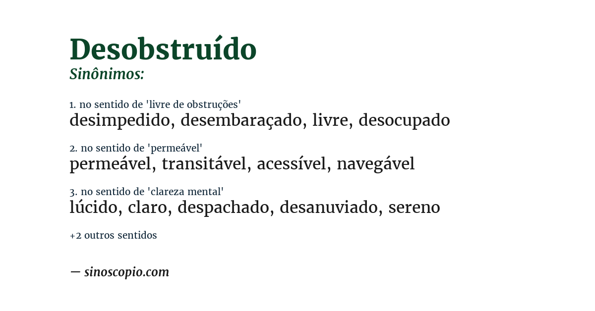 Sinônimo de desobstruído