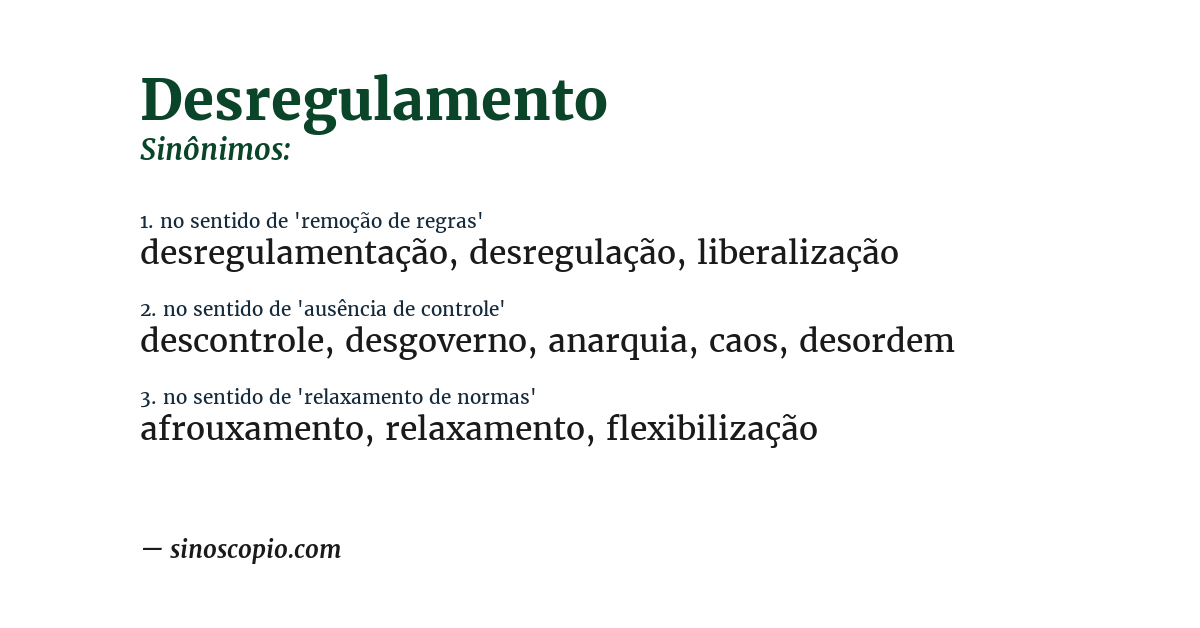 Sinônimo de desregulamento