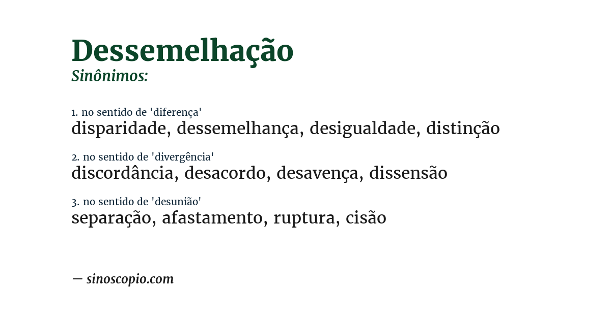 Sinônimo de dessemelhação