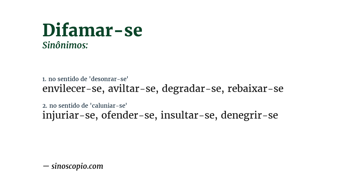 Sinônimo de difamar-se