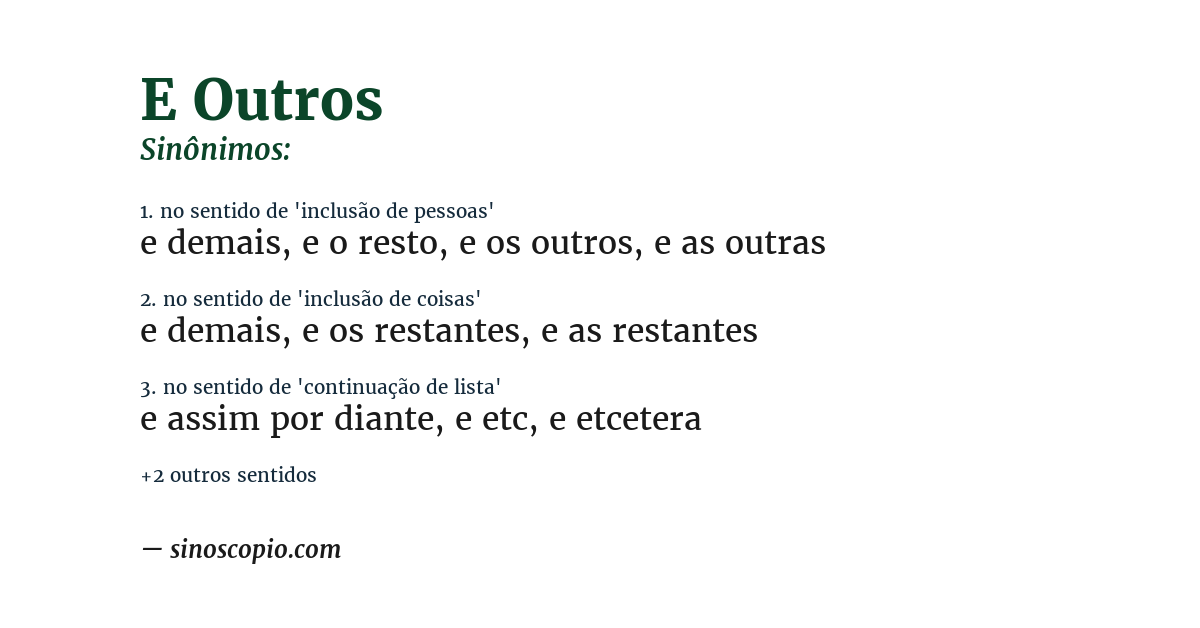 Sinônimo de e outros