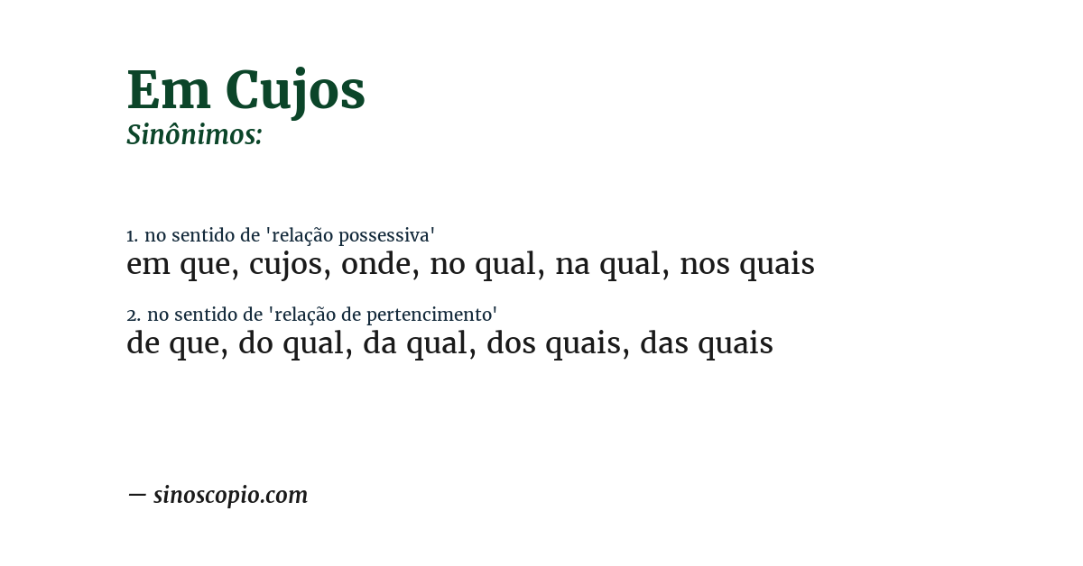 Sinônimo de em cujos
