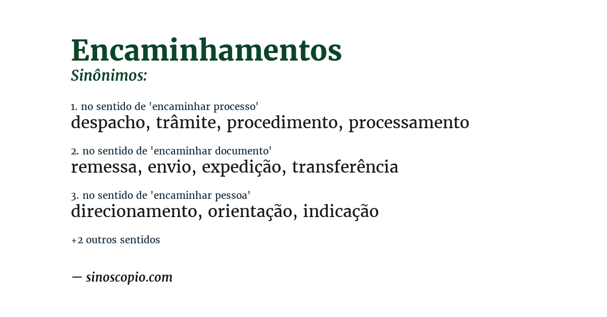 Sinônimo de encaminhamentos