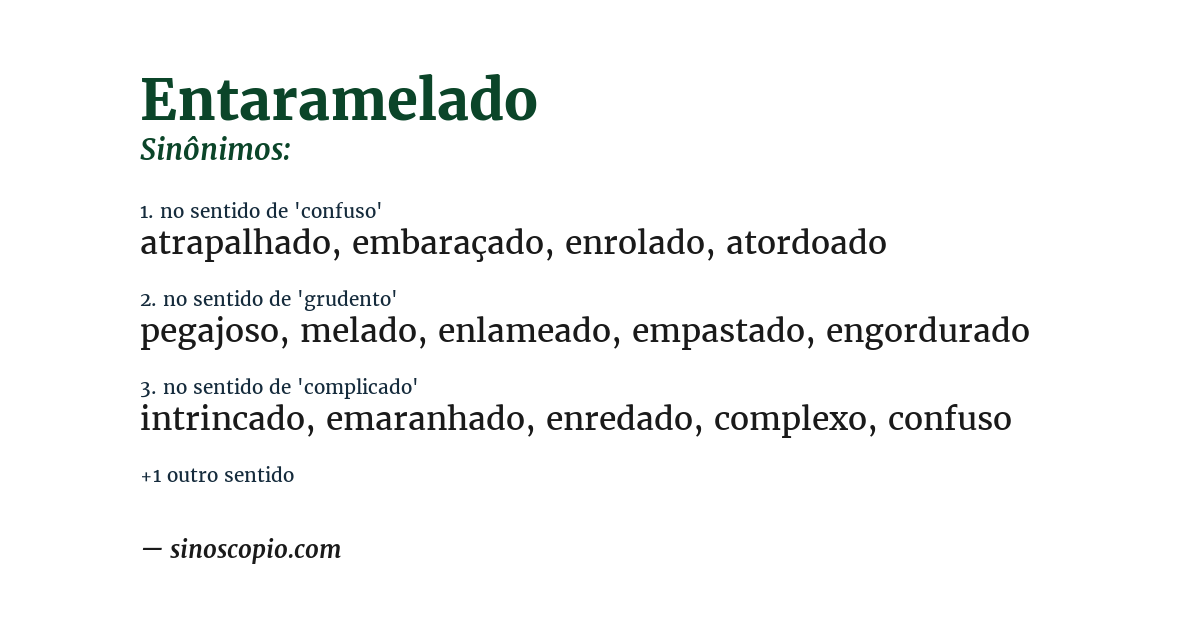Sinônimo de entaramelado