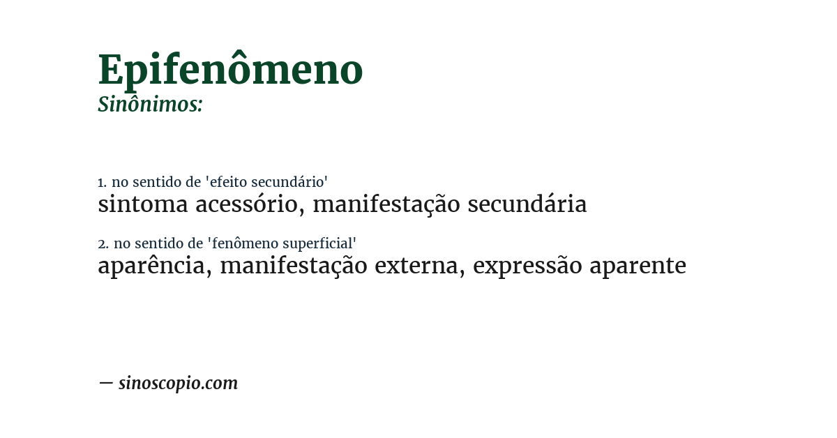 Sinônimo de epifenômeno