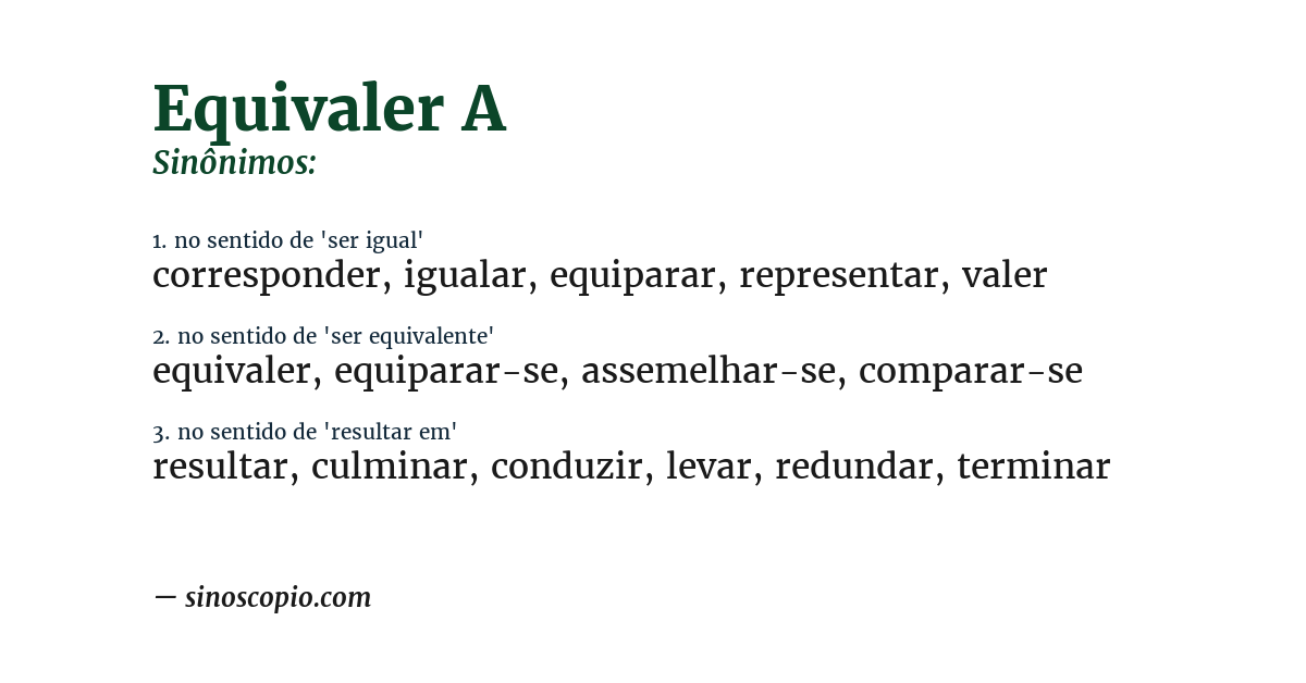 Sinônimo de equivaler a