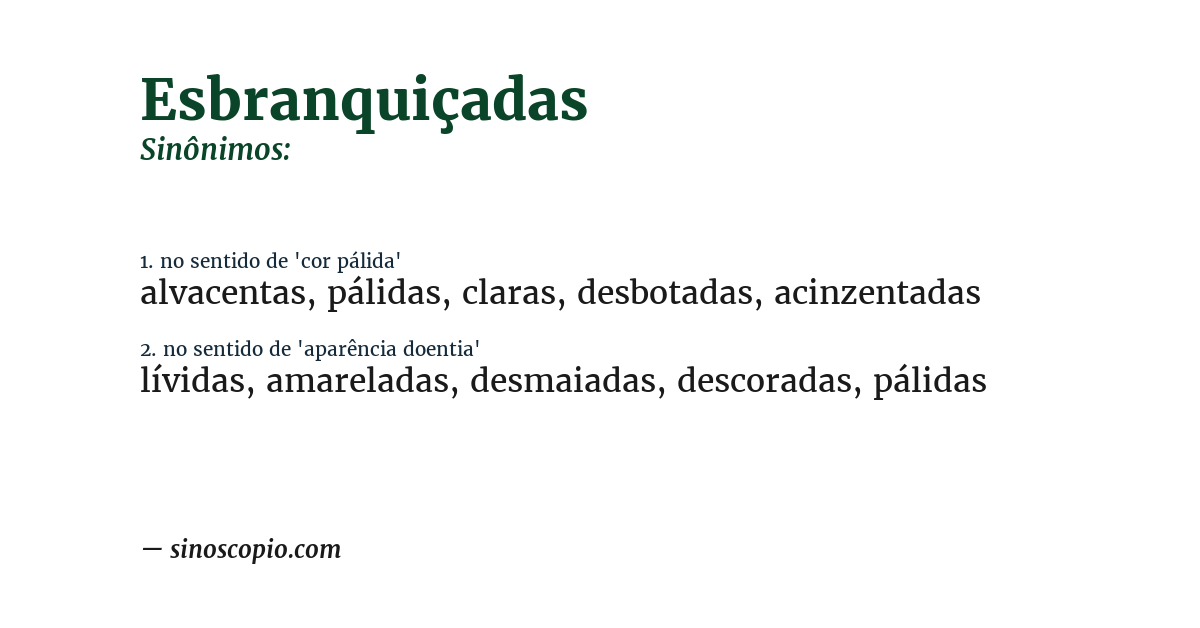 Sinônimo de esbranquiçadas