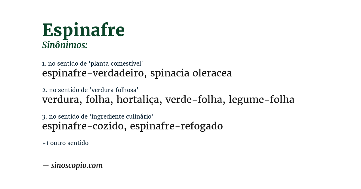 Sinônimo de espinafre