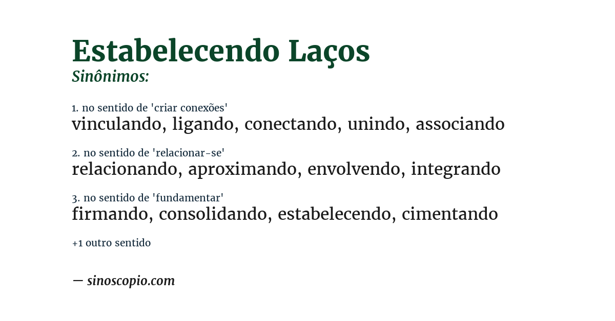 Sinônimo de estabelecendo laços