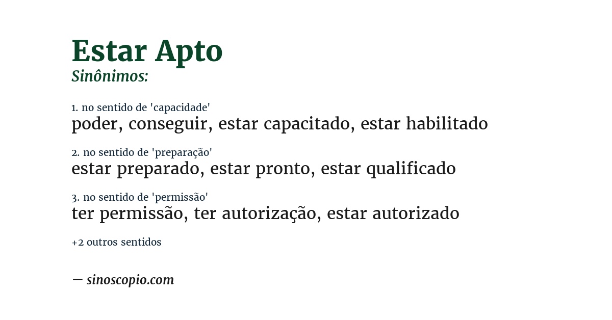 Sinônimo de estar apto