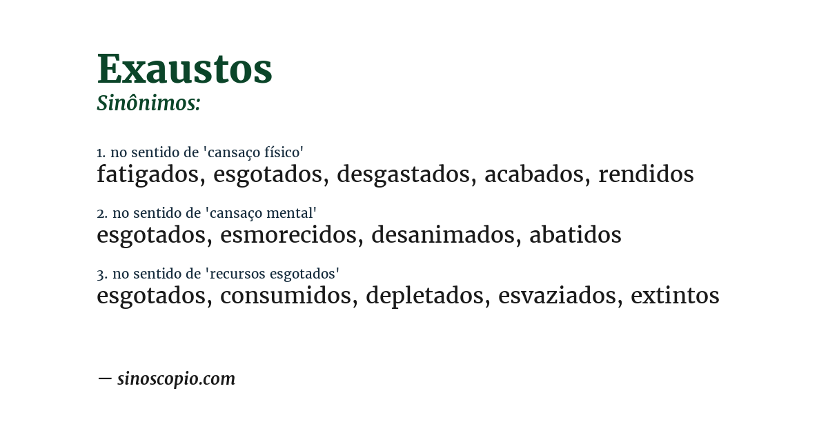 Sinônimo de exaustos