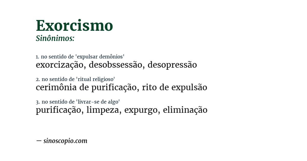 Sinônimo de exorcismo