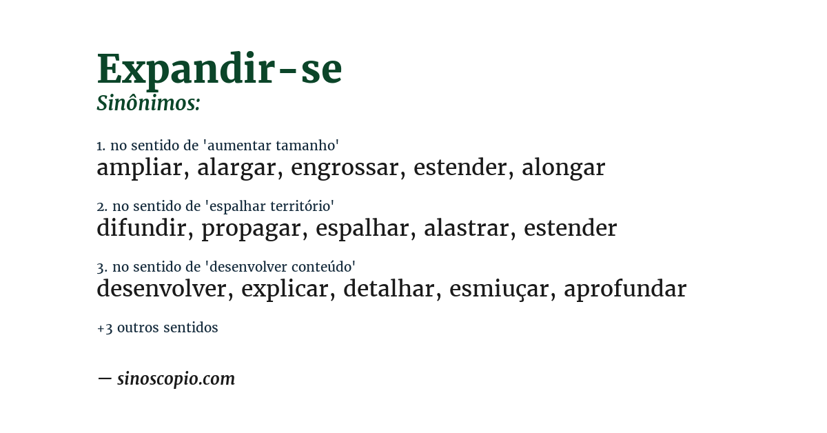 Sinônimo de expandir-se
